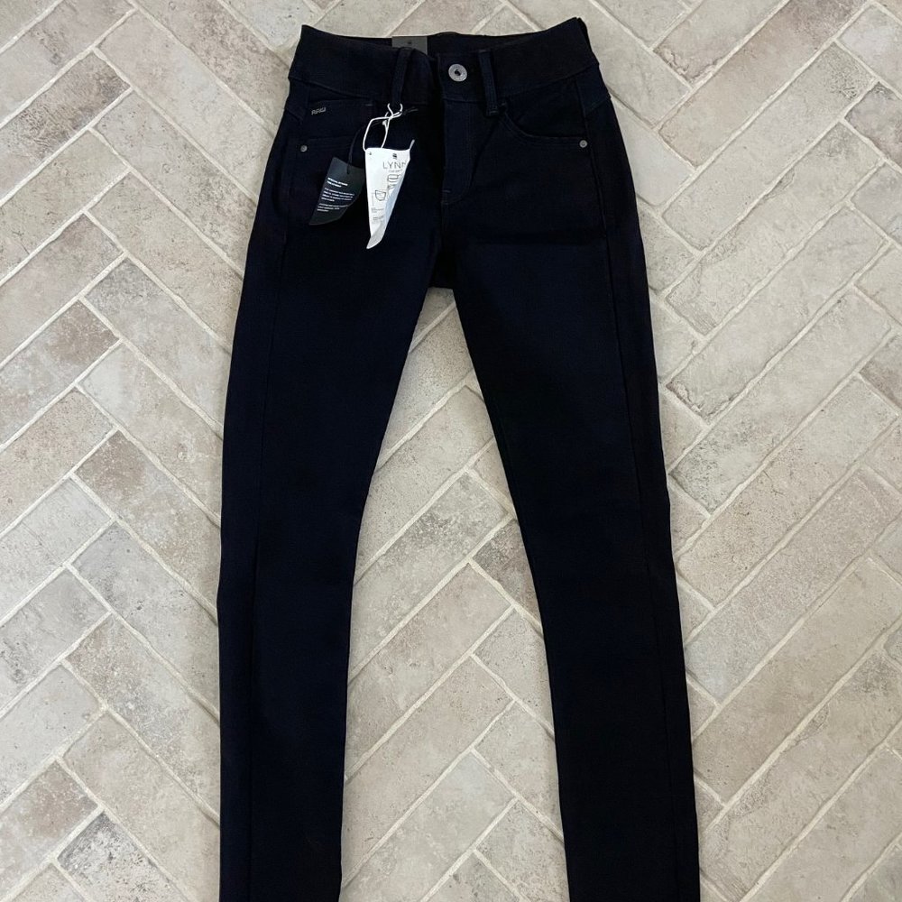 G-Star Women's LYNN MID SUPER SKINNY BLACK JEANS , NWT, W25 L32